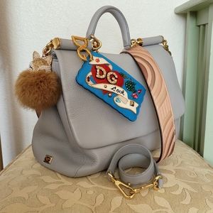 DOLCE&GABBANA Miss Sicily Large Cornflower Blue Soft Leather